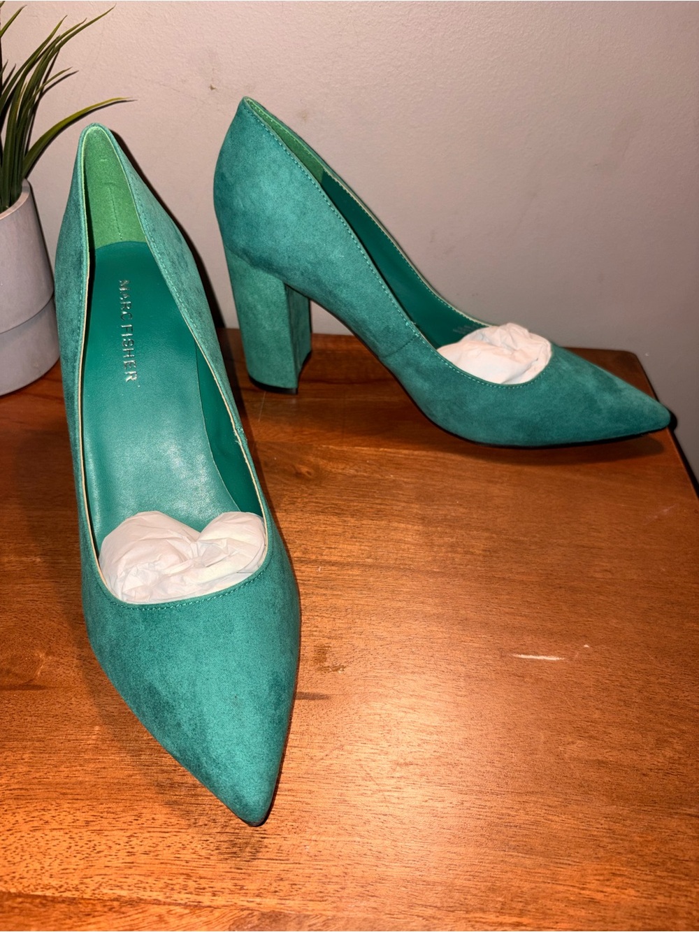 Marc Fisher Green Suede Pointed-Toe Pumps - Marc Fisher